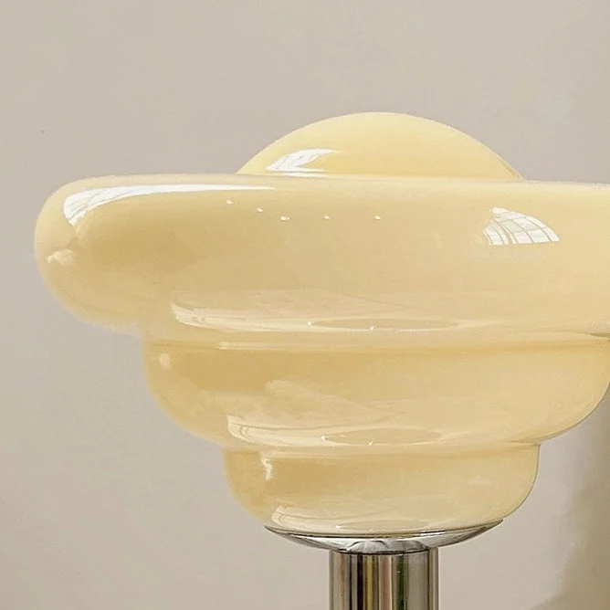 Contemporary Nordic Candy Color Round Glass Shade 1-Light Table Lamp For Bedroom