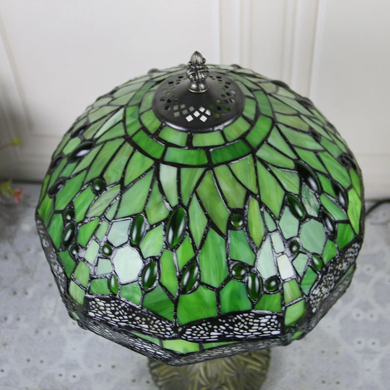 Traditional Tiffany Dragonfly Stained Glass Alloy Base 1-Light Table Lamp For Home Office