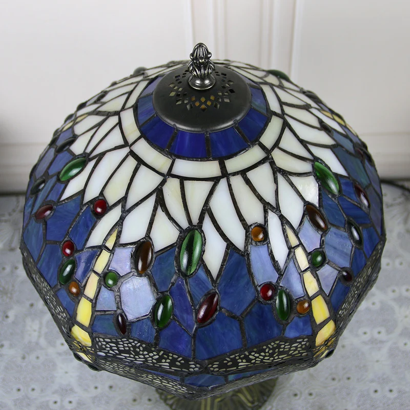 Traditional Tiffany Dragonfly Stained Glass Alloy Base 1-Light Table Lamp For Home Office