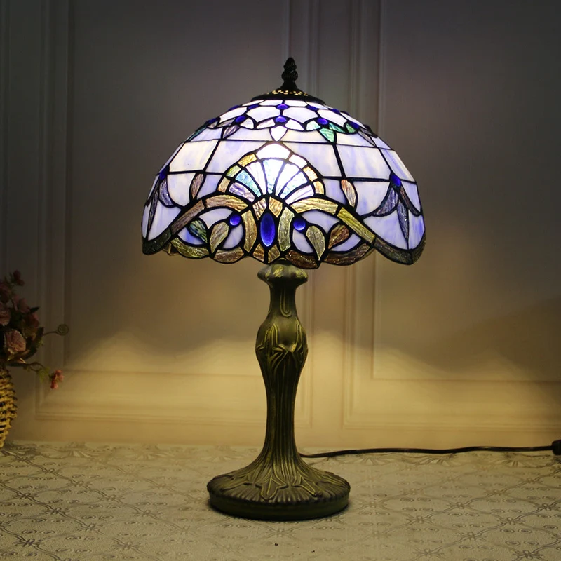 Traditional Tiffany Dragonfly Stained Glass Alloy Base 1-Light Table Lamp For Home Office
