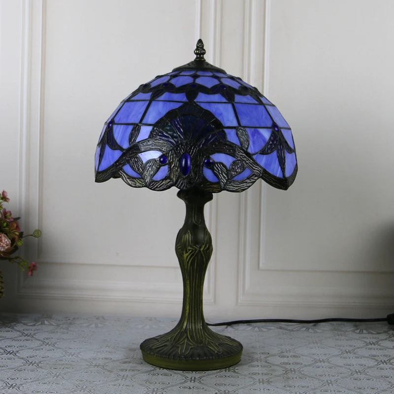 Traditional Tiffany Dragonfly Stained Glass Alloy Base 1-Light Table Lamp For Home Office