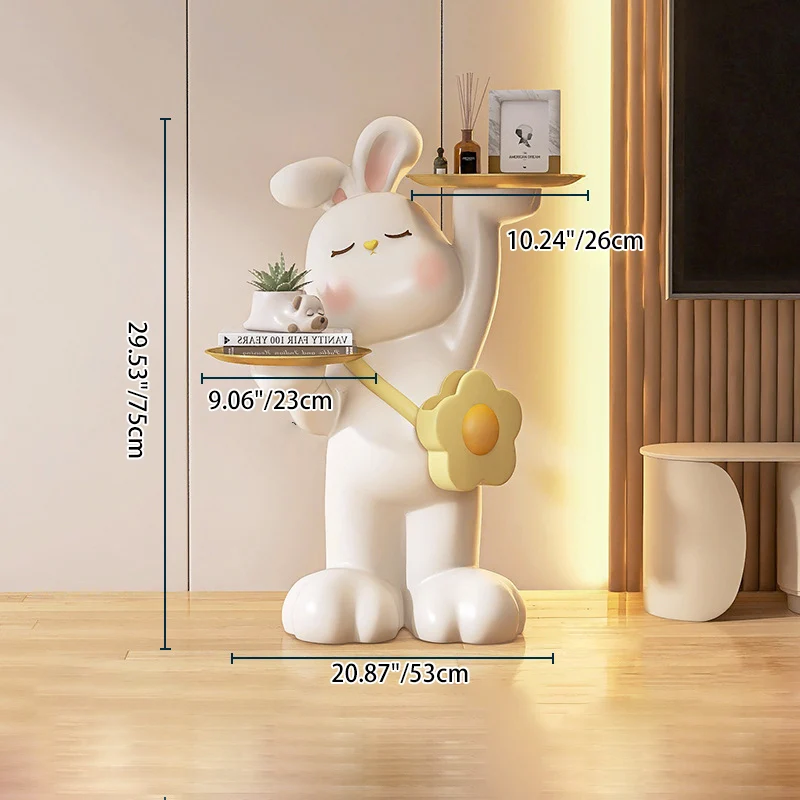 Contemporary Creative Rabbit Resin Stainless Steel Side Table 2 - Tray For Living Room