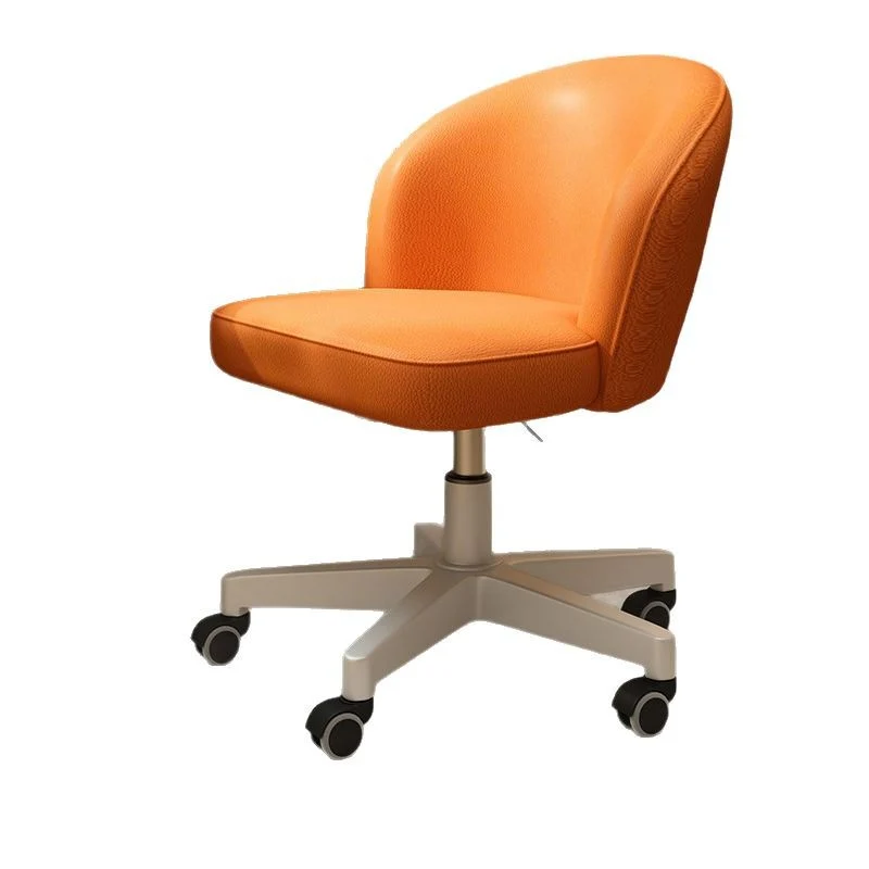 Contemporary Nordic Curved Faux Leather Nylon Steel Swivel Desk Chair Backrest Armless For Study