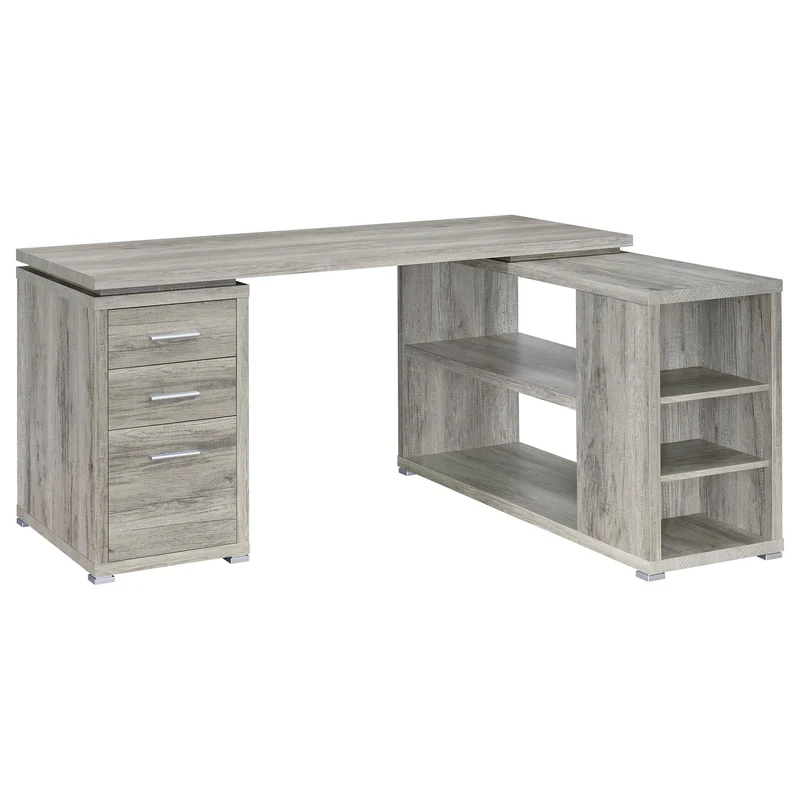 Coaster Furniture Yvette 801516 60-inch 3-Drawer L-Shape Computer Desk - Grey Driftwood