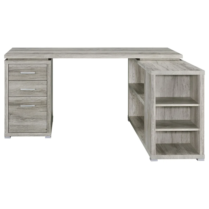 Coaster Furniture Yvette 801516 60-inch 3-Drawer L-Shape Computer Desk - Grey Driftwood