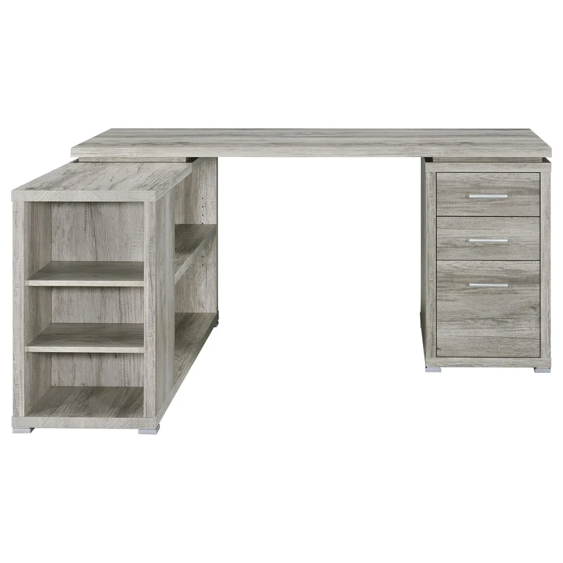 Coaster Furniture Yvette 801516 60-inch 3-Drawer L-Shape Computer Desk - Grey Driftwood