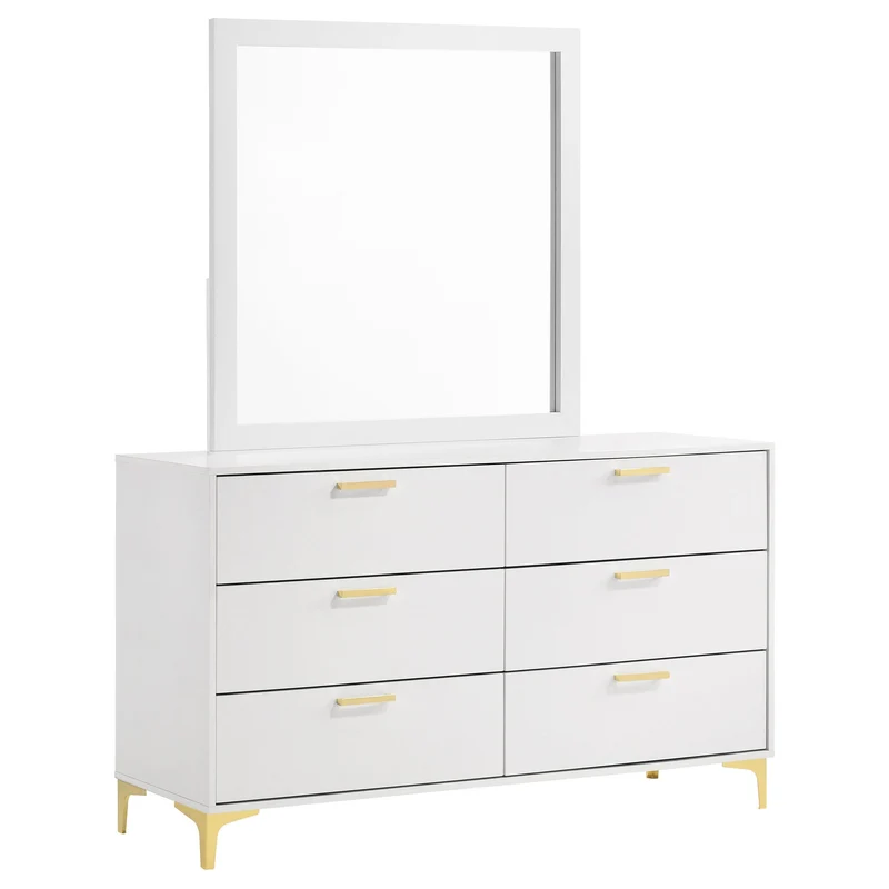 Coaster Furniture Kendall 224403M 6-Drawer Dresser with Mirror - White