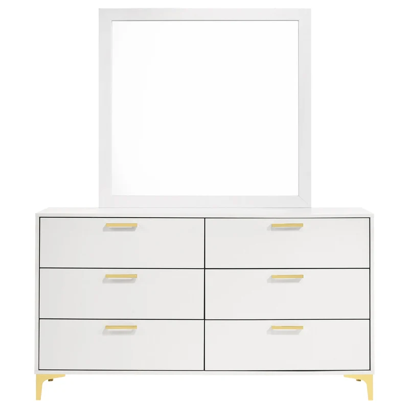 Coaster Furniture Kendall 224403M 6-Drawer Dresser with Mirror - White