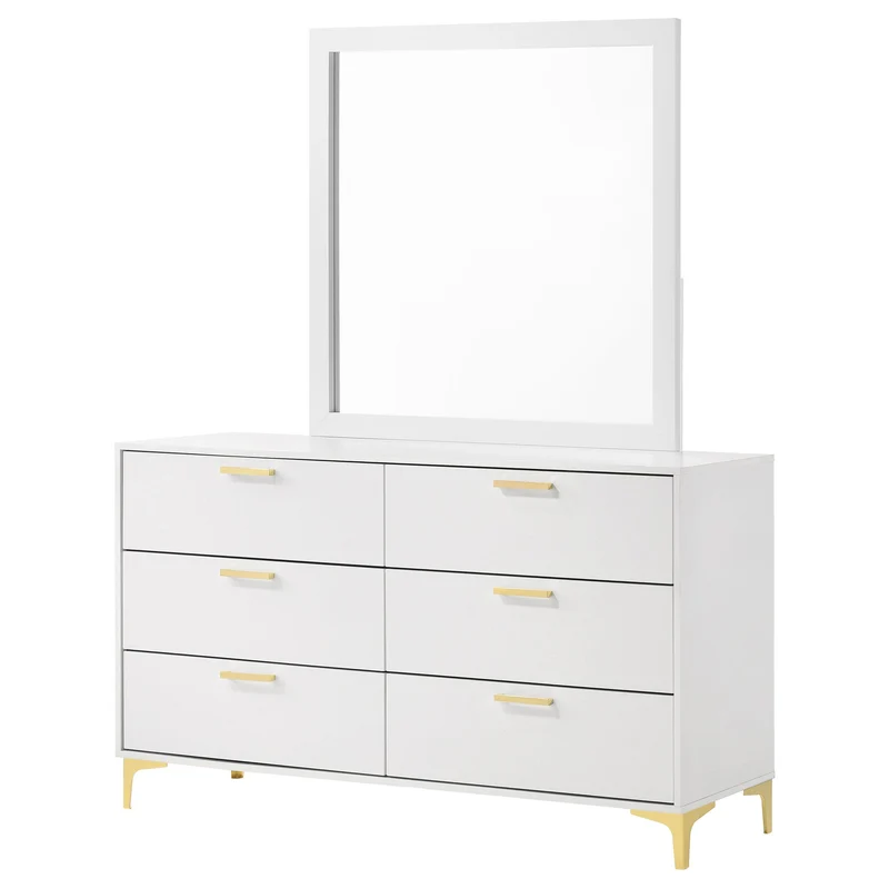 Coaster Furniture Kendall 224403M 6-Drawer Dresser with Mirror - White