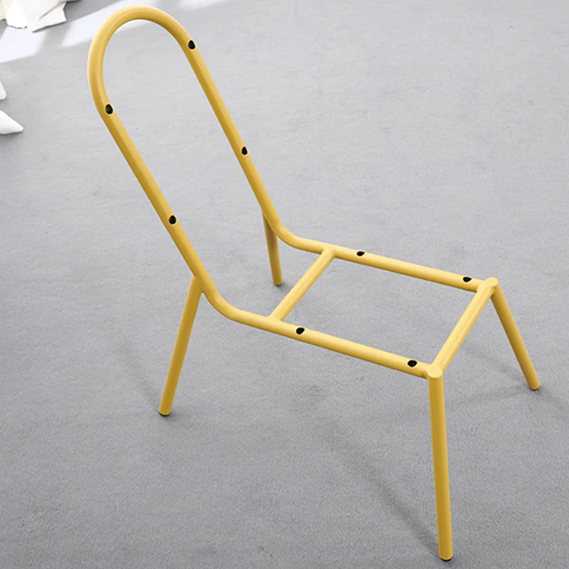Contemporary Nordic Plastic & Iron Curved Back Round Seat Accent Chair For Bedroom, Living Room, Balcony
