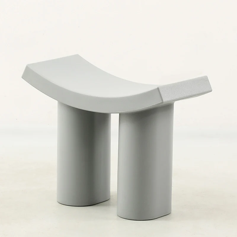 Contemporary Nordic Plastic Curved Cylinder Low Stool For Entryway, Bedroom, Living Room