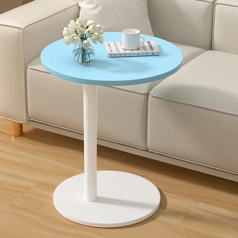 Modern Minimalist MDF & Stainless Steel Round Side Table With Mobility For Bedroom, Living Room