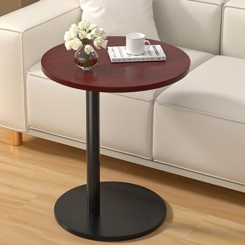 Modern Minimalist MDF & Stainless Steel Round Side Table With Mobility For Bedroom, Living Room