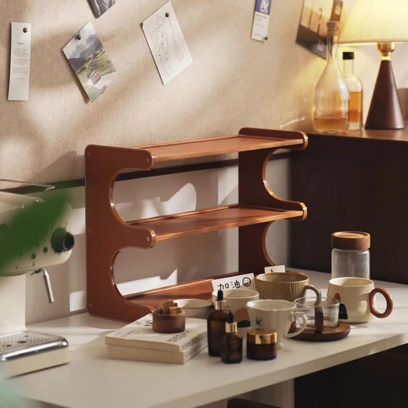 Traditional Chinese MDF & Nan Bamboo Rectangular E-Shaped Bookshelf Storage Shelf With 2/3/4 Tiers For Living Room & Bedroom