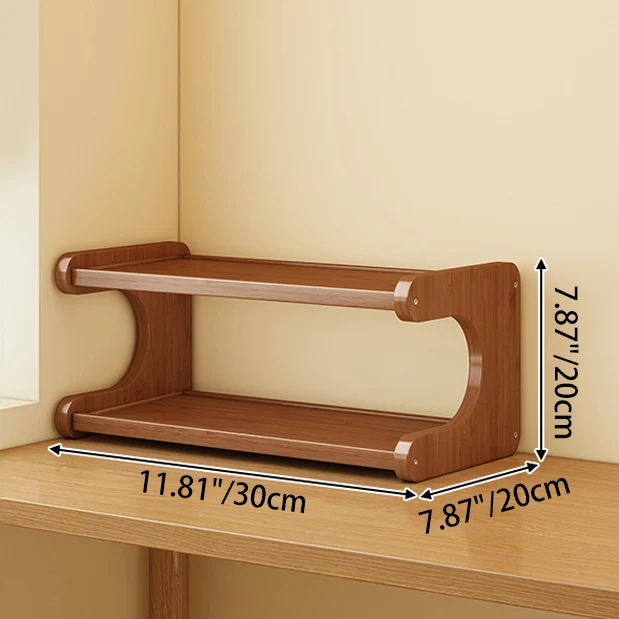 Traditional Chinese MDF & Nan Bamboo Rectangular E-Shaped Bookshelf Storage Shelf With 2/3/4 Tiers For Living Room & Bedroom