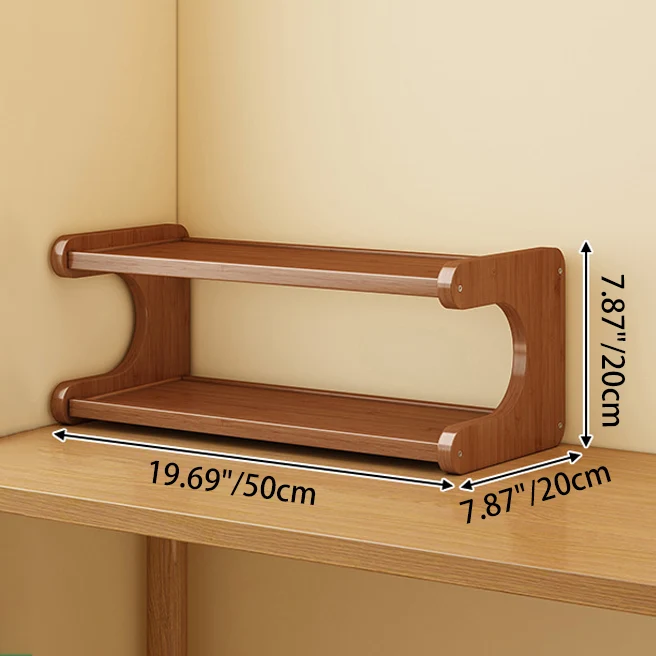 Traditional Chinese MDF & Nan Bamboo Rectangular E-Shaped Bookshelf Storage Shelf With 2/3/4 Tiers For Living Room & Bedroom