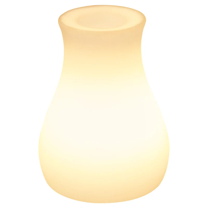 Contemporary Nordic Rechargeable PE Gourd & Striped Cylinder Flower Vase LED Table Lamp Night Light For Bedside