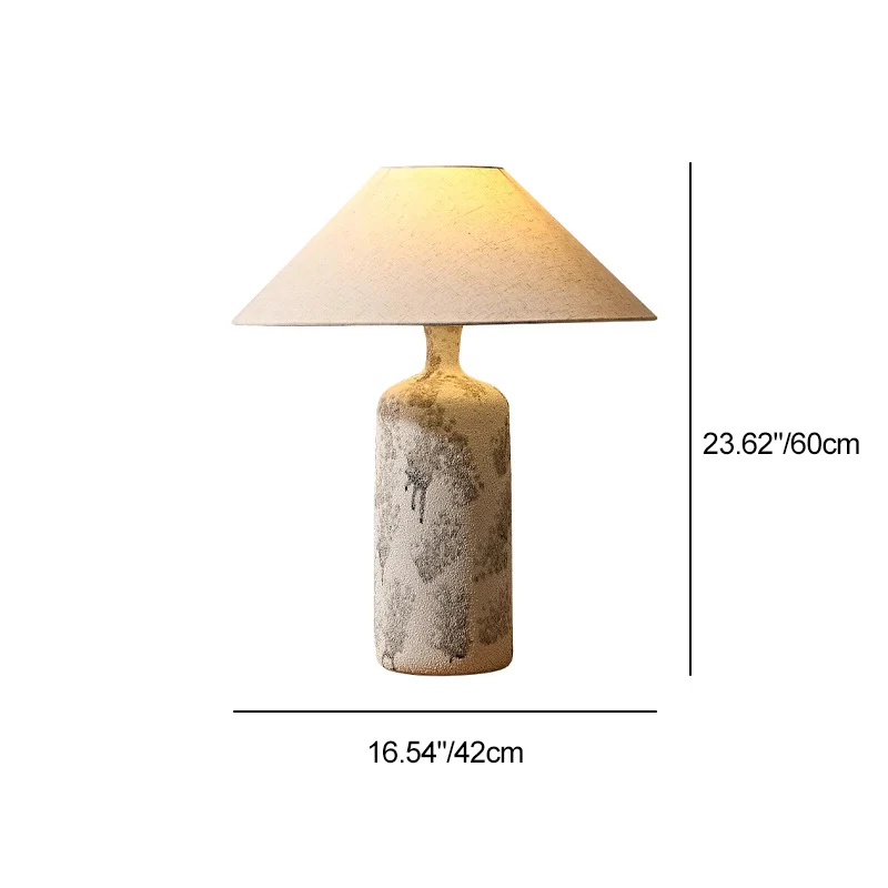 Traditional Vintage Ceramic Fabric Cone Pot 1-Light Table Lamp For Living Room And Bedroom