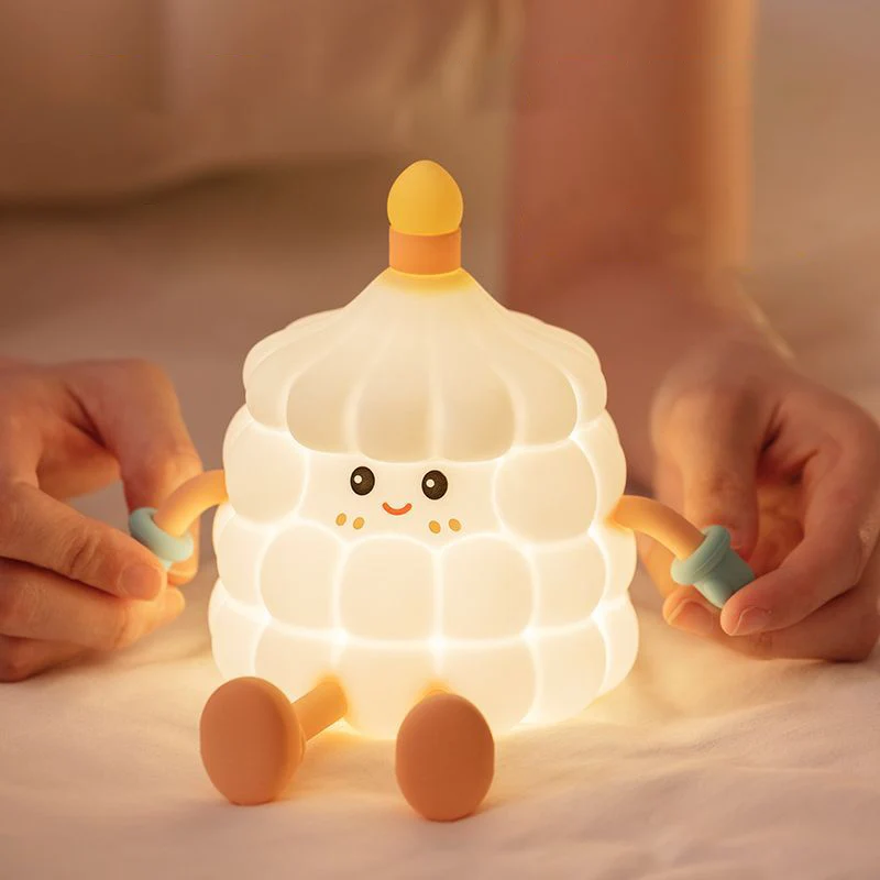 Contemporary Creative Silicone ABS Cute Birthday Cake LED Rechargeable Night Light Table Lamp For Bedroom