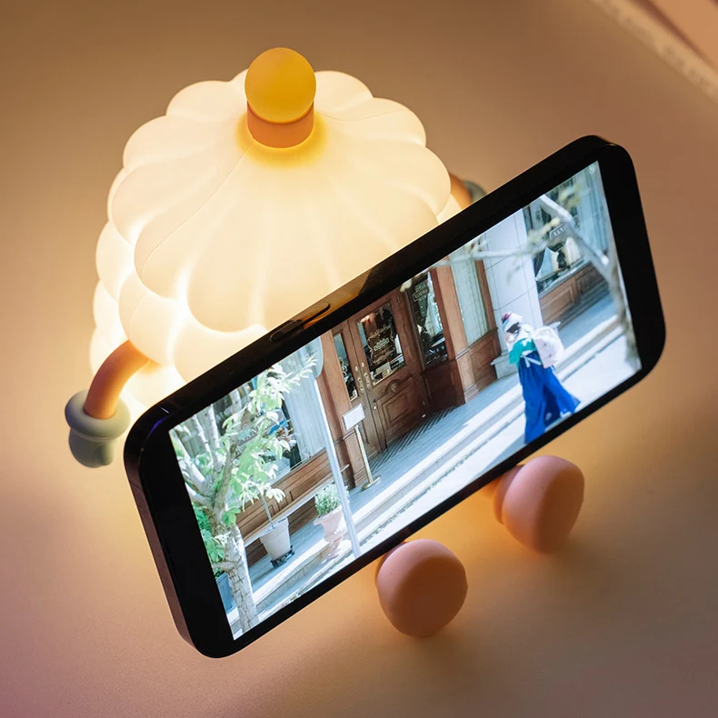 Contemporary Creative Silicone ABS Cute Birthday Cake LED Rechargeable Night Light Table Lamp For Bedroom