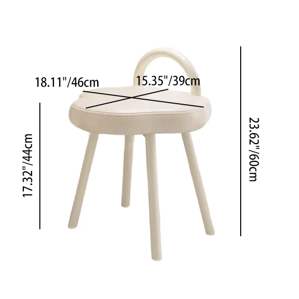Modern Minimalist Cream Cloud Iron Faux Nappa Leather Vanity Stool Backrest Armless For Bedroom