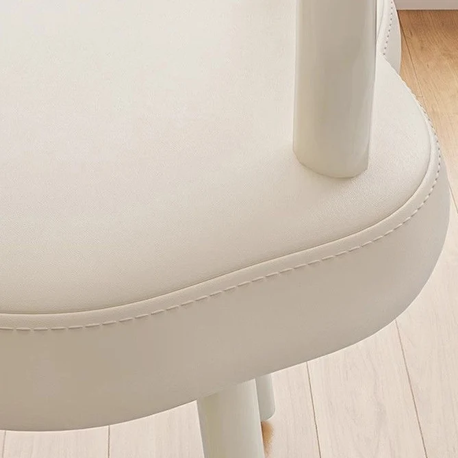 Modern Minimalist Cream Cloud Iron Faux Nappa Leather Vanity Stool Backrest Armless For Bedroom