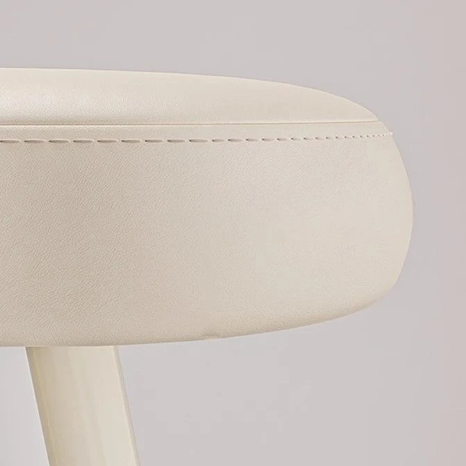 Modern Minimalist Cream Cloud Iron Faux Nappa Leather Vanity Stool Backrest Armless For Bedroom