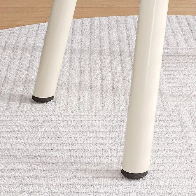Modern Minimalist Cream Cloud Iron Faux Nappa Leather Vanity Stool Backrest Armless For Bedroom