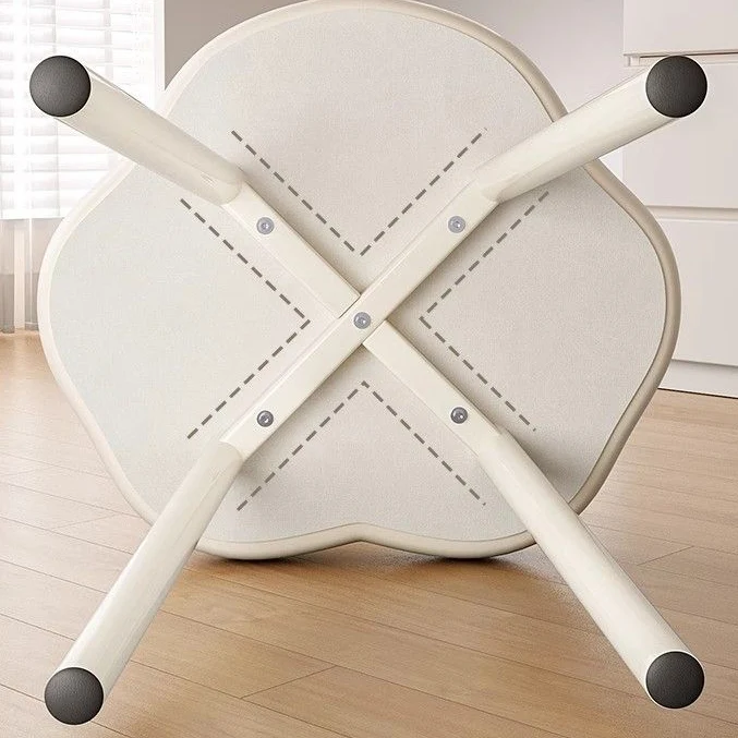 Modern Minimalist Cream Cloud Iron Faux Nappa Leather Vanity Stool Backrest Armless For Bedroom