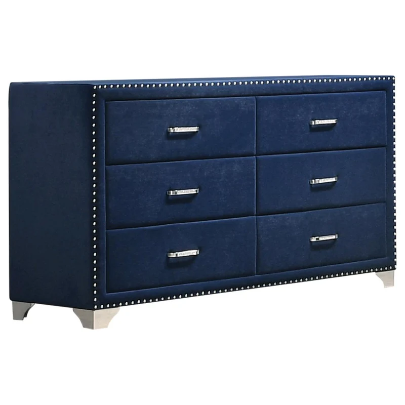 Coaster Furniture Melody 223373 6-Drawer Upholstered Dresser - Pacific Blue