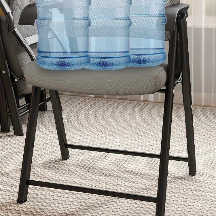 Modern Minimalist Foldable Mesh Sponge Carbon Steel Square Desk Chair With Backrest And Armrests For Home Office Or Study