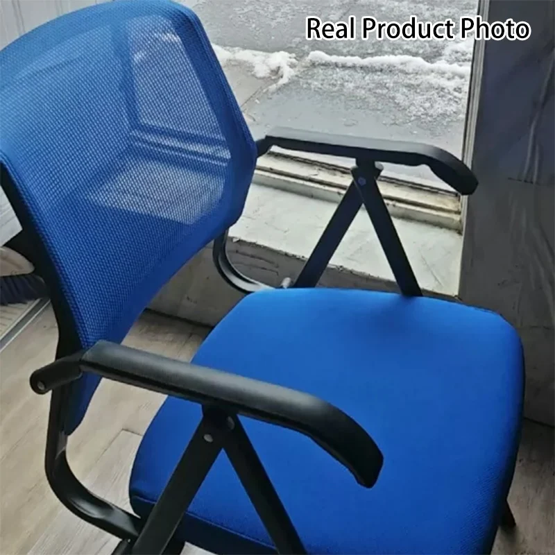 Modern Minimalist Foldable Mesh Sponge Carbon Steel Square Desk Chair With Backrest And Armrests For Home Office Or Study