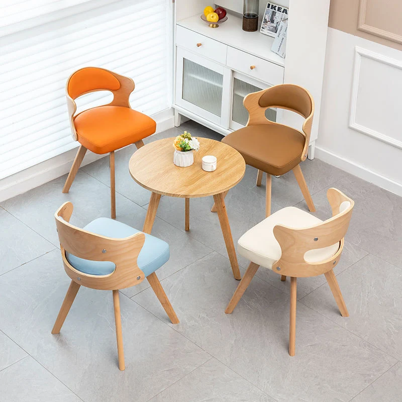 Contemporary Nordic Beech Faux Leather Or Linen Square Swivel Desk Chair With Backrest For Home Office & Study