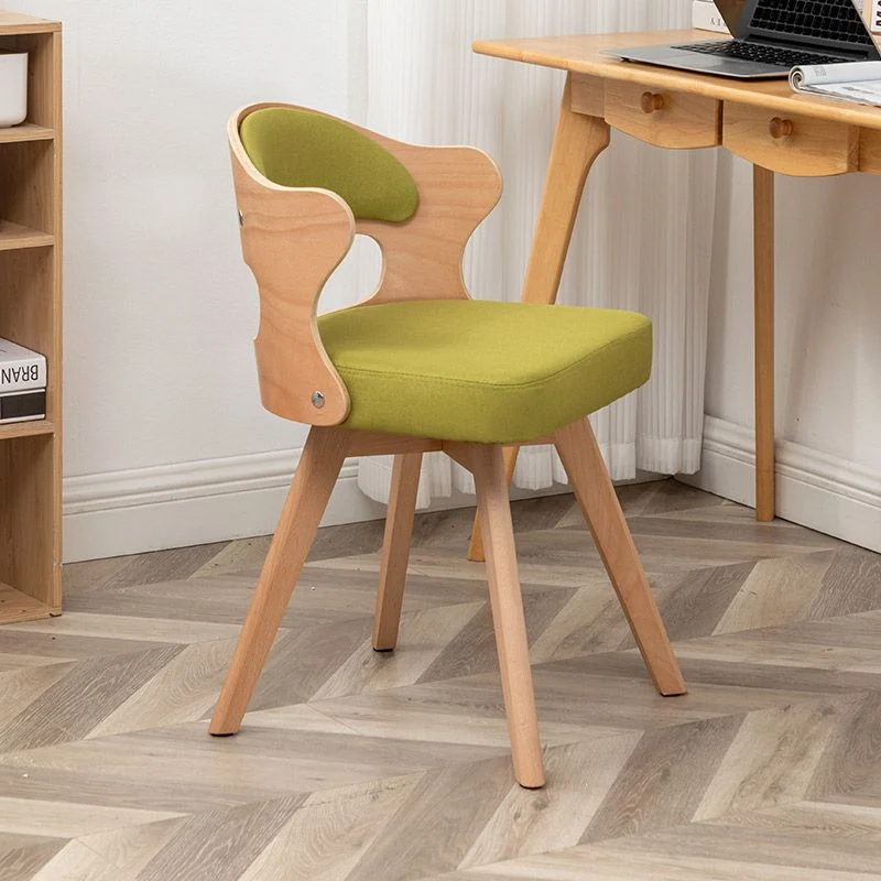 Contemporary Nordic Beech Faux Leather Or Linen Square Swivel Desk Chair With Backrest For Home Office & Study