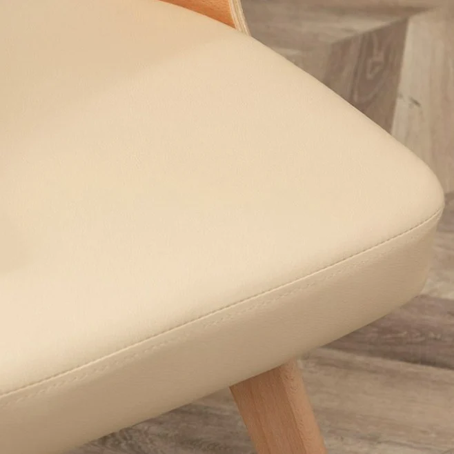 Contemporary Nordic Beech Faux Leather Or Linen Square Swivel Desk Chair With Backrest For Home Office & Study