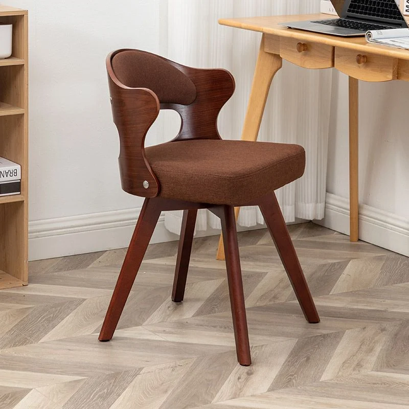 Contemporary Nordic Beech Faux Leather Or Linen Square Swivel Desk Chair With Backrest For Home Office & Study