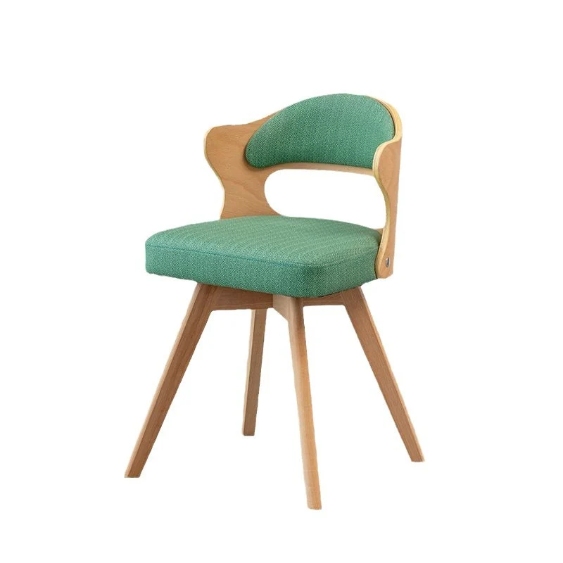 Contemporary Nordic Beech Faux Leather Or Linen Square Swivel Desk Chair With Backrest For Home Office & Study