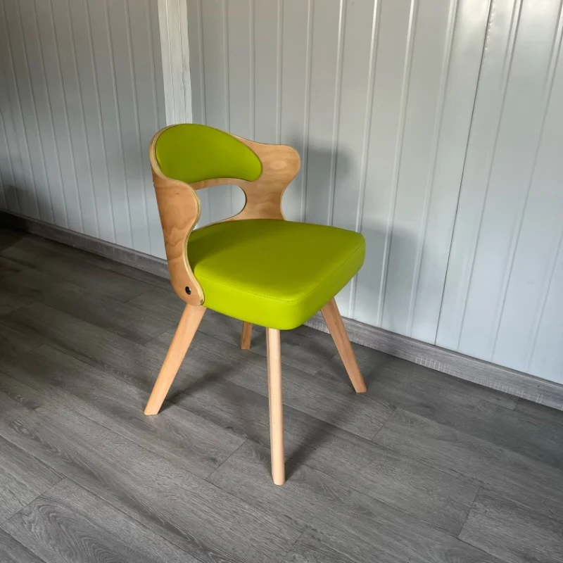 Contemporary Nordic Beech Faux Leather Or Linen Square Swivel Desk Chair With Backrest For Home Office & Study