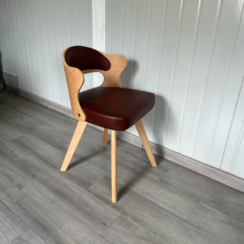 Contemporary Nordic Beech Faux Leather Or Linen Square Swivel Desk Chair With Backrest For Home Office & Study