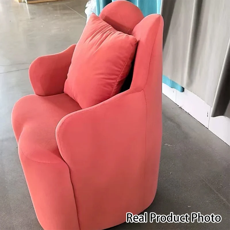Contemporary Nordic Sherpa Fabric Or Suede Plywood Metal Petal-Shaped Swivel Vanity Stool With Backrest And Armrests For Bedroom
