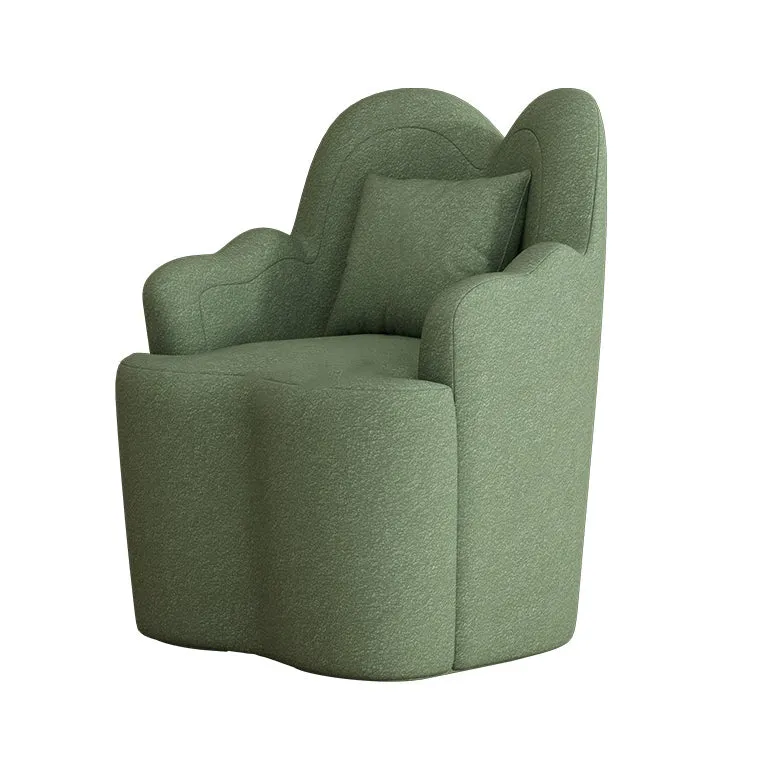 Contemporary Nordic Sherpa Fabric Or Suede Plywood Metal Petal-Shaped Swivel Vanity Stool With Backrest And Armrests For Bedroom
