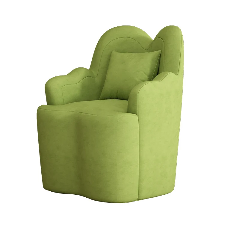 Contemporary Nordic Sherpa Fabric Or Suede Plywood Metal Petal-Shaped Swivel Vanity Stool With Backrest And Armrests For Bedroom