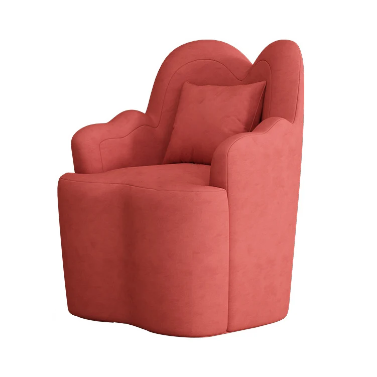 Contemporary Nordic Sherpa Fabric Or Suede Plywood Metal Petal-Shaped Swivel Vanity Stool With Backrest And Armrests For Bedroom