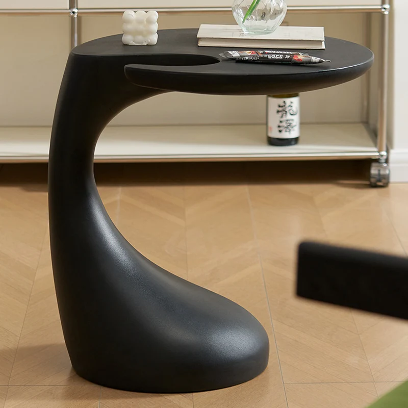 Contemporary Creative Plastic Dolphin-Curve Side Table With Anti-Slip Pads For Living Room & Bedroom