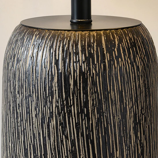 Traditional Japanese Ceramic Fabric Jar & Cone 1-Light Standing Floor Lamp For Living Room