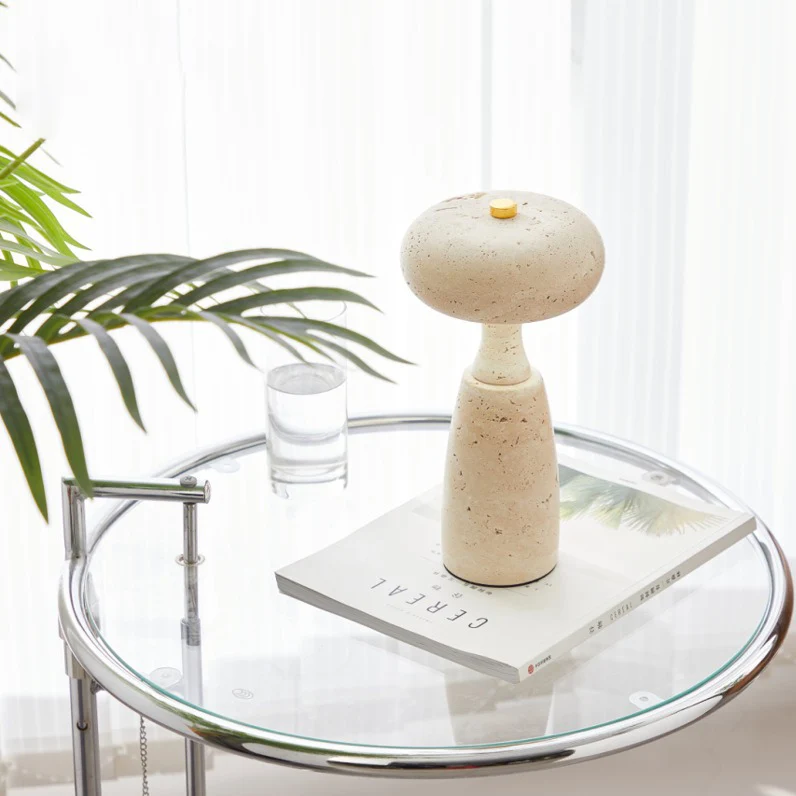 Contemporary Creative USB Rechargeable Mushroom Arc Stone LED Table Lamp For Bedroom