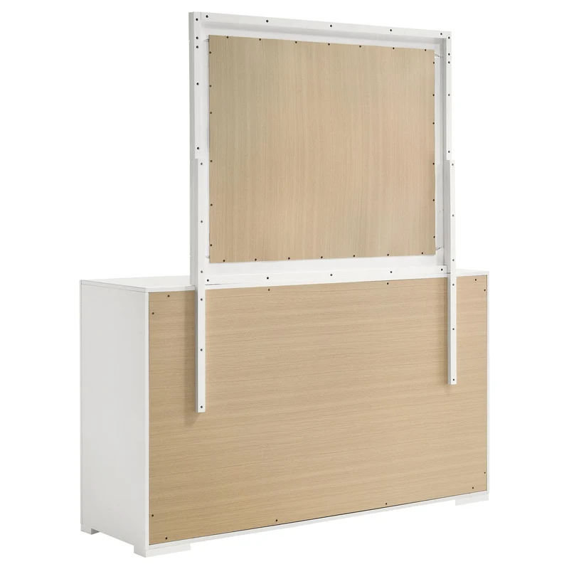 Coaster Furniture Ives 224943M 6-Drawer Dresser and Mirror - White High Gloss