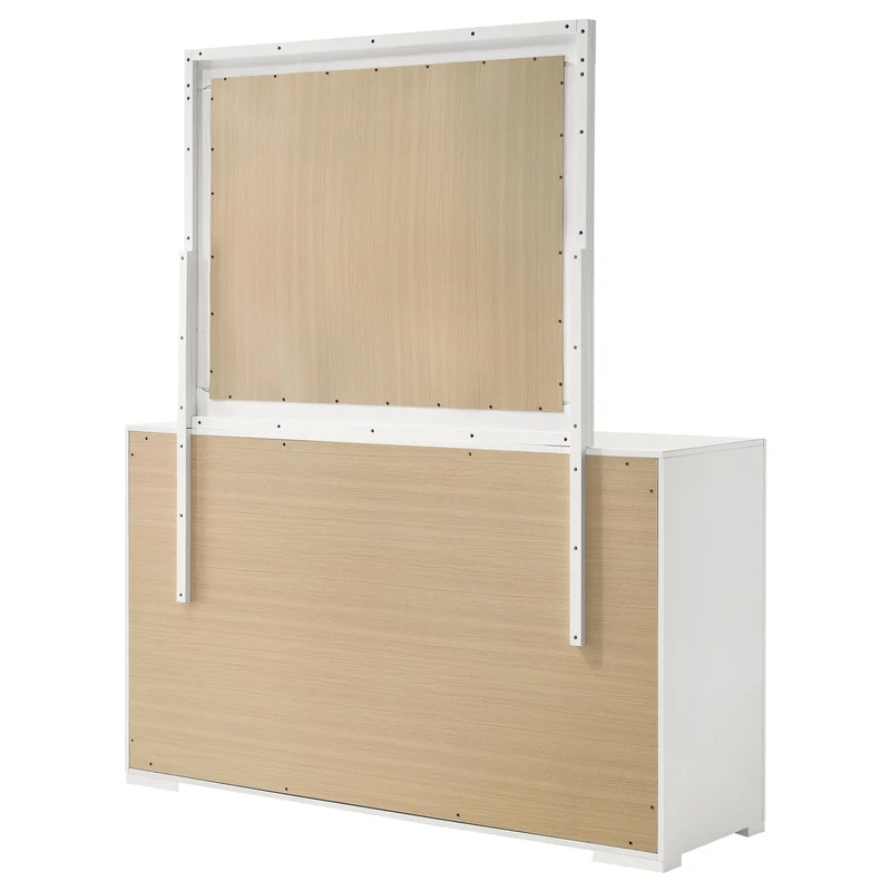 Coaster Furniture Ives 224943M 6-Drawer Dresser and Mirror - White High Gloss