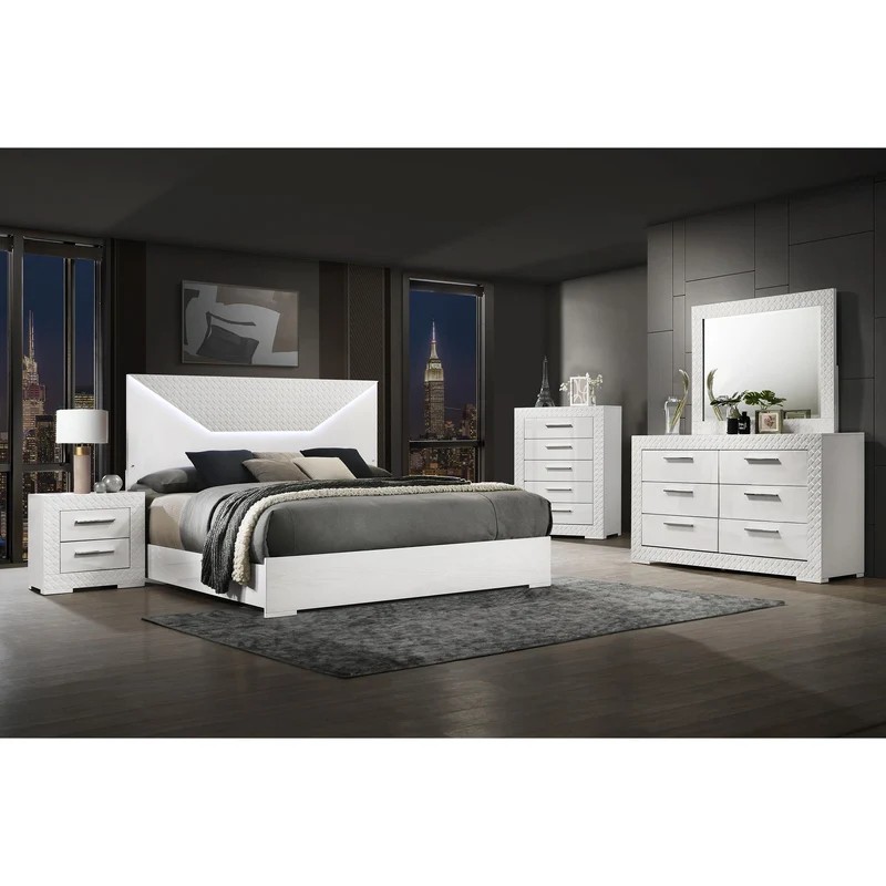 Coaster Furniture Ives 224943M 6-Drawer Dresser and Mirror - White High Gloss