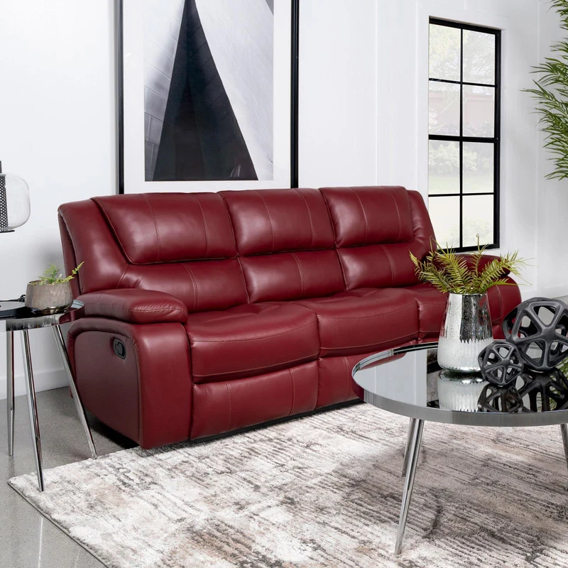 Coaster Furniture Camila 610241 Upholstered Motion Reclining Sofa - Red